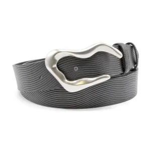 Wave Texture Black Supple Swirl Belt