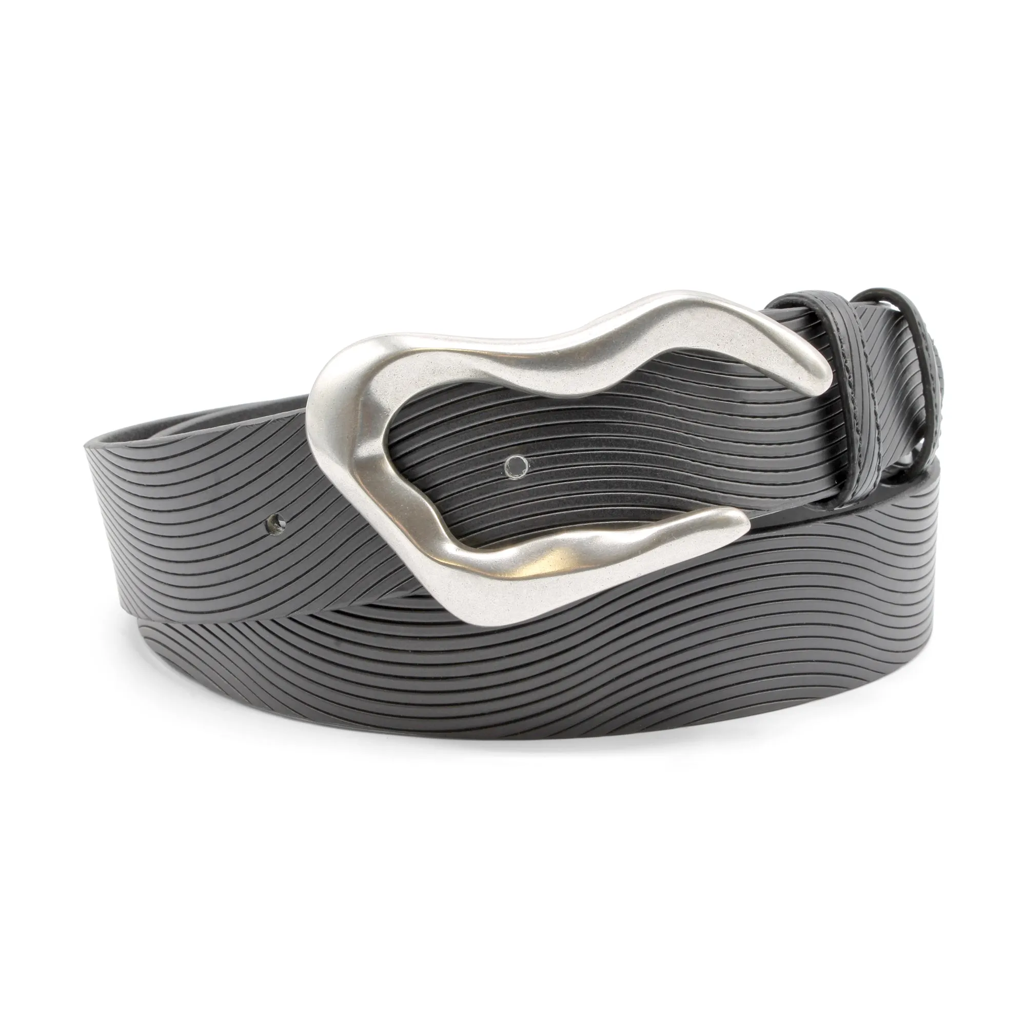 Wave Texture Black Supple Swirl Belt