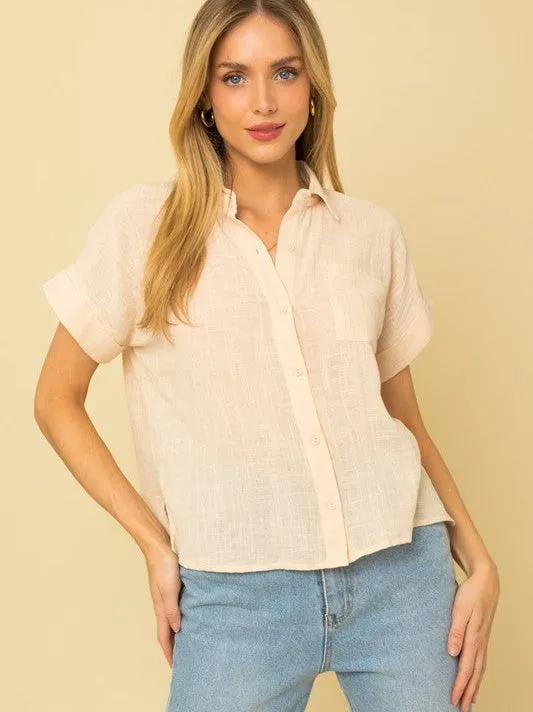 Wear What You Want Short Sleeve Button-up Top