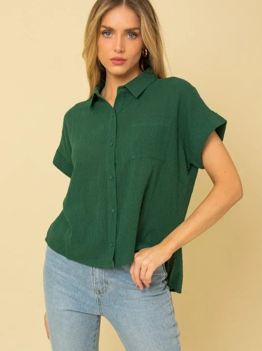 Wear What You Want Short Sleeve Button-up Top