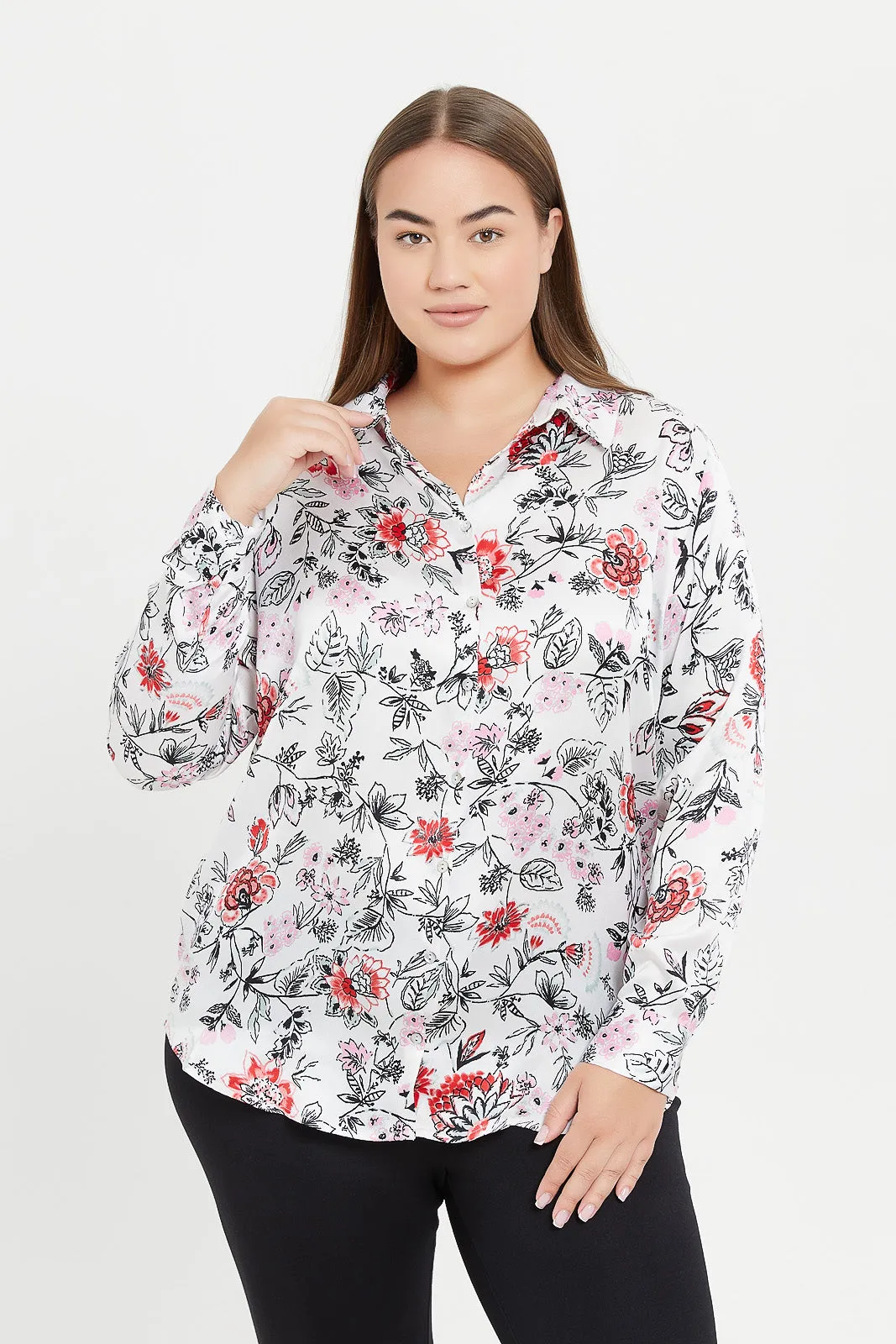 Women Assorted Floral Printed Satin Shirt