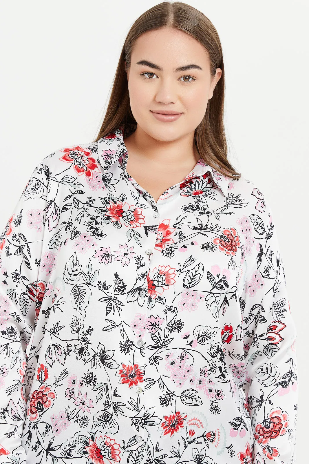 Women Assorted Floral Printed Satin Shirt