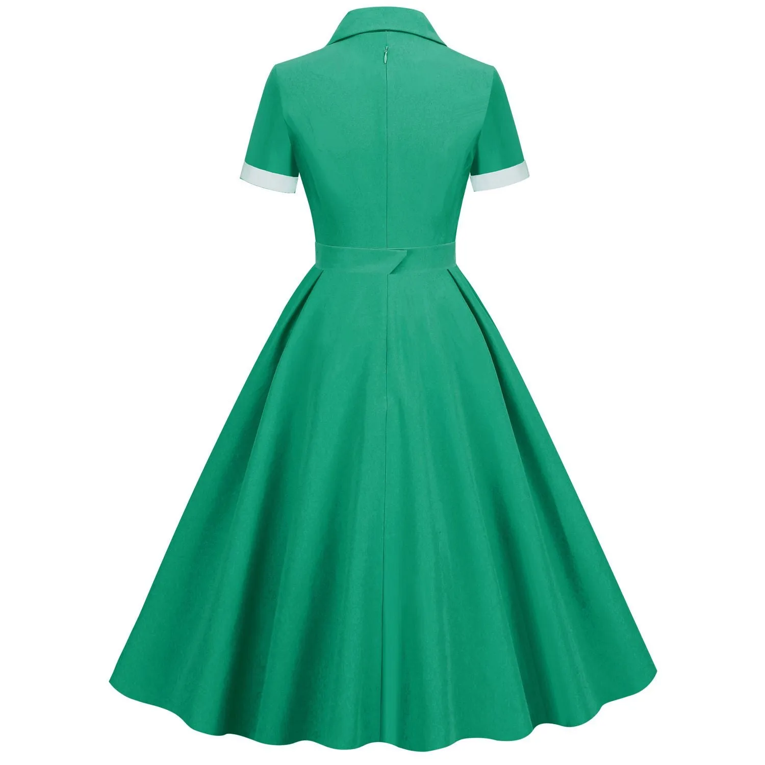 Womens Button Up 1950s Vintage Dresses Women Short Sleeve Belted Summer Swing Dress