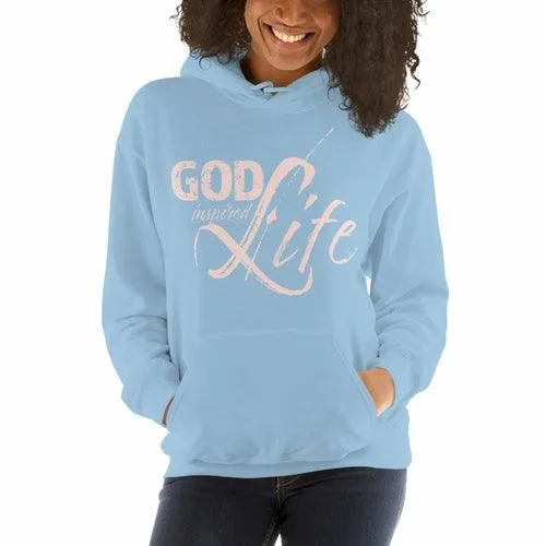 Womens Hoodie - Pullover Sweatshirt - God Inspired Life / Pink