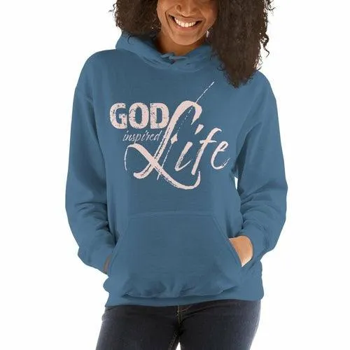 Womens Hoodie - Pullover Sweatshirt - God Inspired Life / Pink