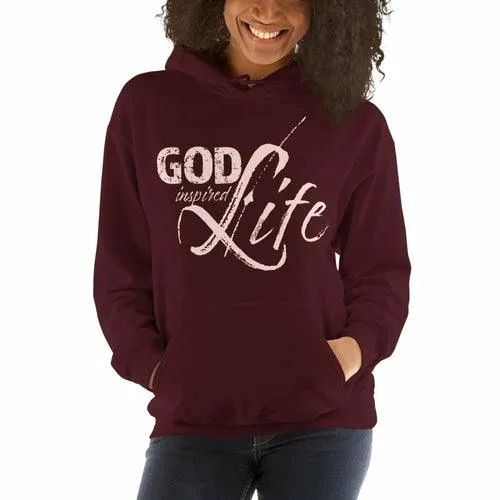 Womens Hoodie - Pullover Sweatshirt - God Inspired Life / Pink